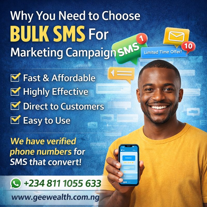 bulk SMS marketing/ Bulk Messaging for Business/ SMS Marketing for Business/ Mass SMS Campaigns/ Verified phone number databases